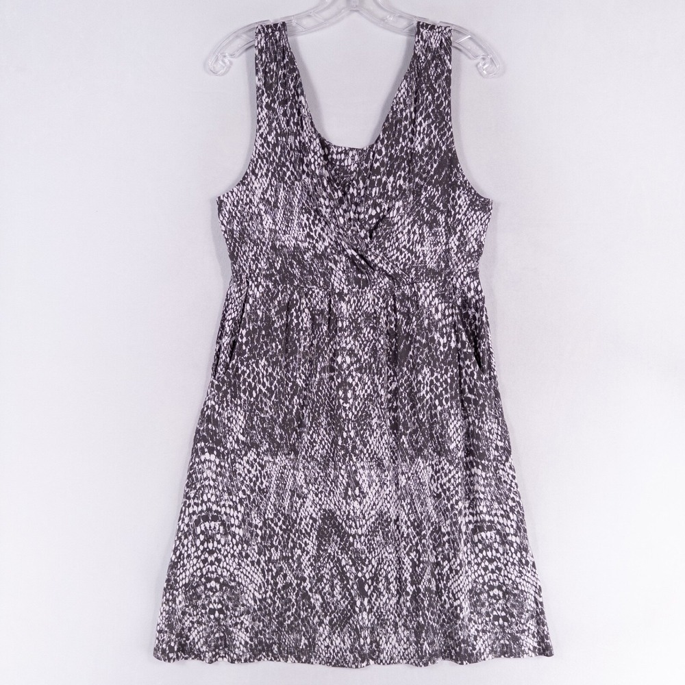 Garnet Hill Starlet Sleeveless Knit Dress Womens Large Gray Animal Print Stretch